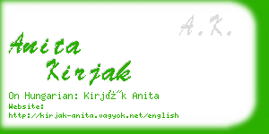 anita kirjak business card